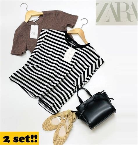 ヤフオク 2セット 未使用品 M ZARA ブラウン ボーダー