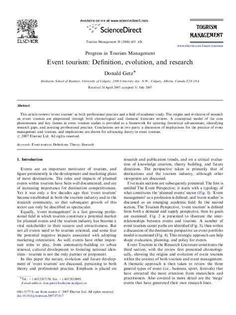 Pdf Event Tourism Definition Evolution And Research