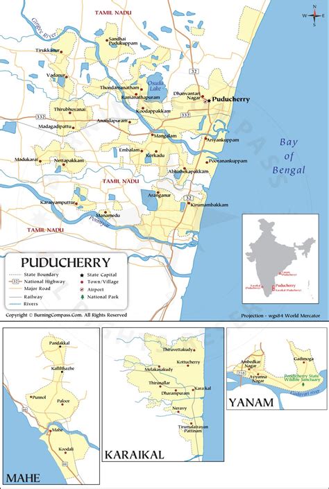 Puducherry Map Map Puducherry Tourist Map