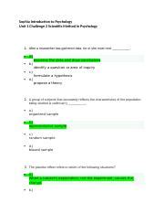 Sophia Introduction To Psychology Unit Challenge Scientific Method