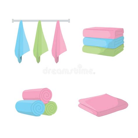 Batch Cartoon Towels Set Vector Illustration Isolated Stock