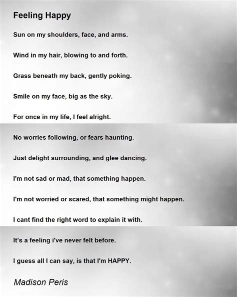 Feeling Happy Feeling Happy Poem By Madison Peris