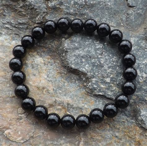 Mens Onyx Bracelet Black Onyx Bracelet Onyx Beaded Calming Etsy