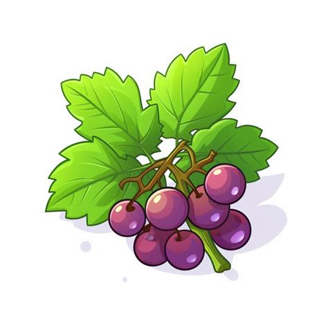 Ilustración De Dibujos Animados De Un Racimo De Uvas Con Hojas Generativas Ai Foto Premium