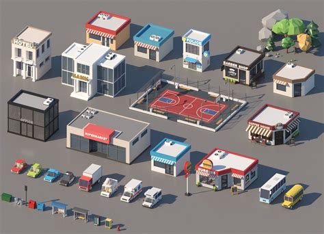 3D Model Low Poly City Pack VR AR Low Poly CGTrader