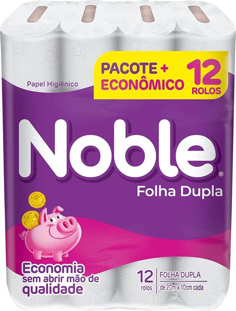 Noble Papel Higiênico Folha Dupla Neutro 12 Rolos De 20M Amazon