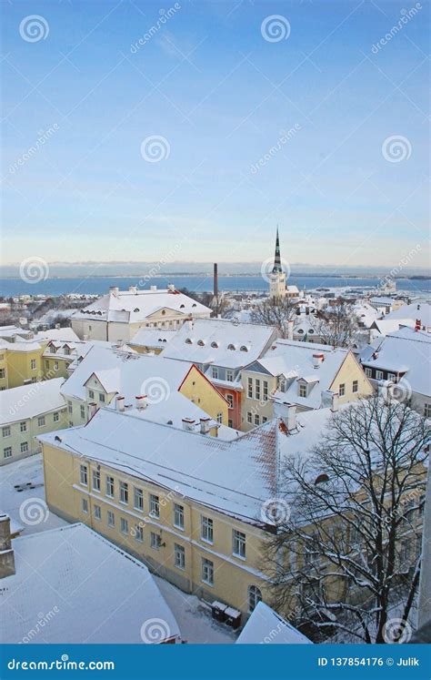 Panoramic View of Winter Snowy Tallinn. Estonia Stock Photo - Image of ...