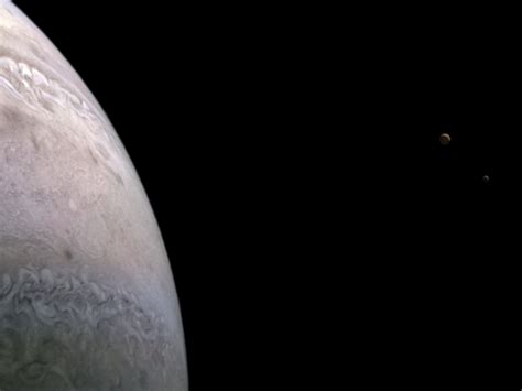 Juno Spacecraft Photographs Jupiter And Two Of Its Moons In A Single