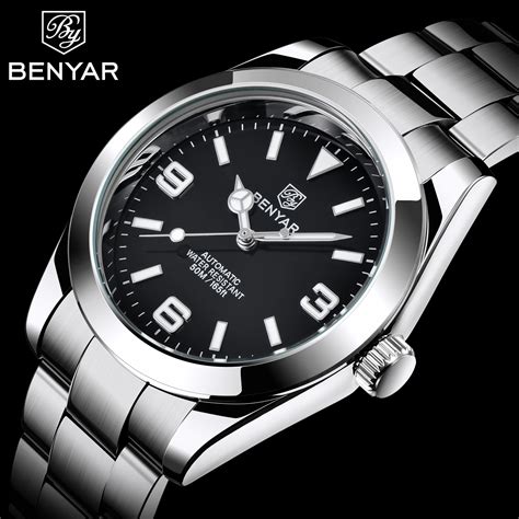 Benyar New Sport Men Watch Stainless Steel Mechanical Wristwatches