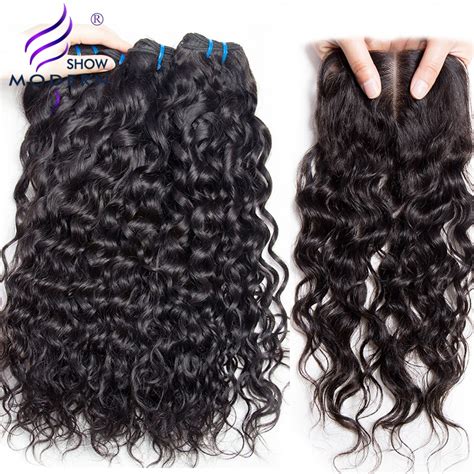 Brazilian Water Wave Bundles With Closure Human Hair Weave Bundles