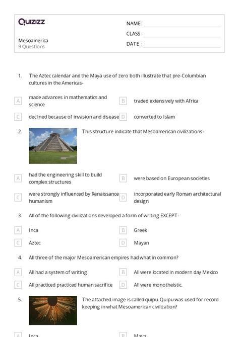 Maya Civilization Worksheets For Th Grade On Quizizz Free