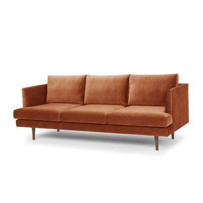 Hugo Velvet Recessed Arm Sofa Fabric Stax Rust Sofa All Modern