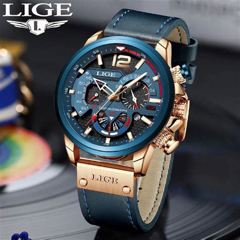 Lige New Mens Watches Top Brand Luxury Leather Sport Watch Men Fashion