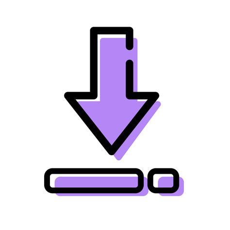 Cute Purple Download Icon Flat Design For App Label Vector Illustration ...