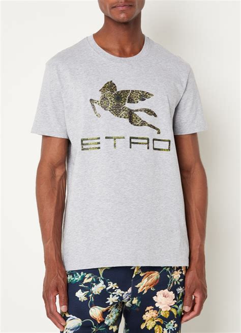 Etro T Shirt Met Logoborduring • Grijsmele • De Bijenkorf