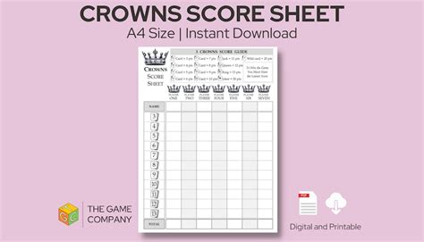 Free Printable 5 Crowns Score Sheet