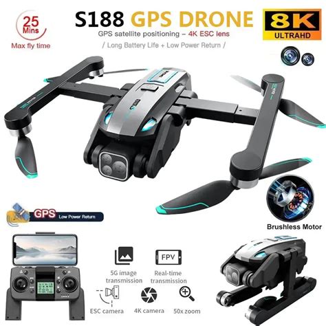 Dron S188 GPS 8K Profesional HD C Mara Dual 5G Wifi Evitaci N De Obst