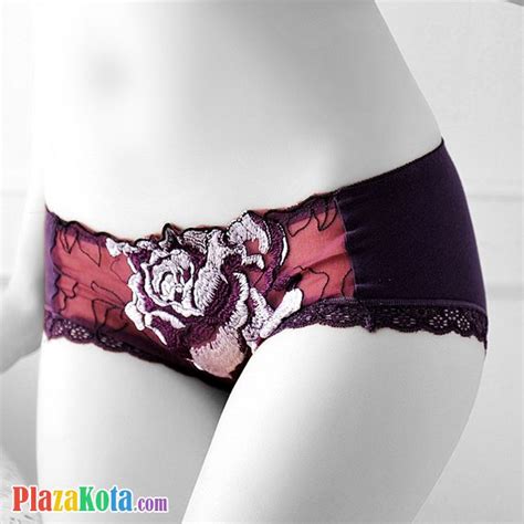 P Jual Celana Dalam Panties Hipster Ungu Bordir Bunga Plazakota