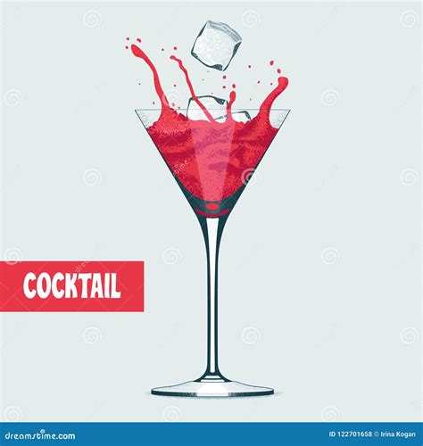 Martini Glass with Cosmopolitan Cocktail Vector Stock Vector - Illustration of cranberry ...