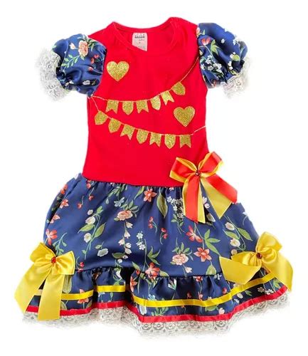 Fantasia Junina Infantil Vestido Menina Caipira Junino Frete grátis