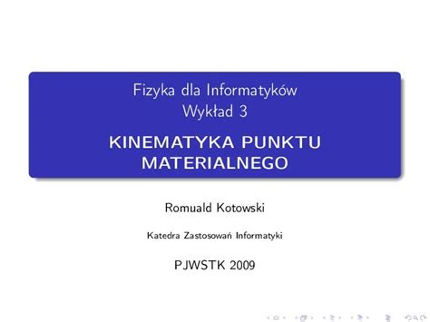 Pdf Fizyka Dla Informatyk W Wyk Ad Cm Kinematyka Fizyka Dla