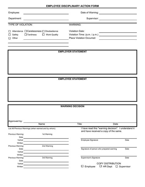 Disciplinary Action Form Fill Out Printable PDF Forms Online