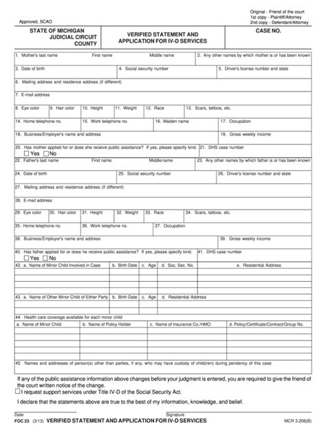 2013 Form MI FOC 23 Fill Online Printable Fillable Blank PdfFiller