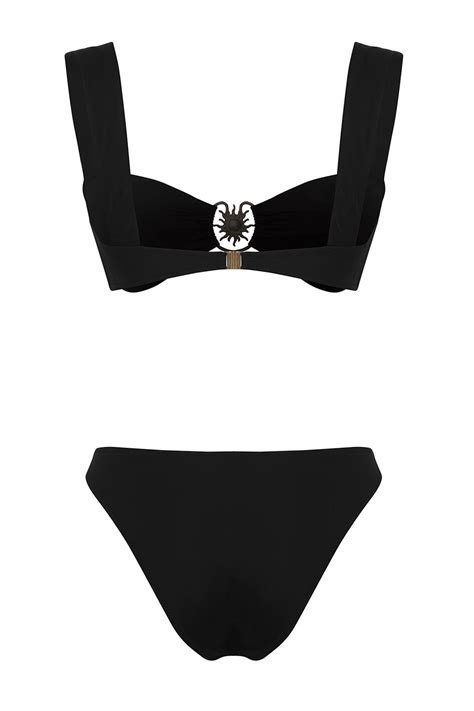 Trendyolmilla Siyah Premium Güneş Aksesuarlı Regular Bikini Takımı