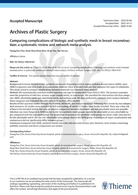 (PDF) Comparing Complications of Biologic and Synthetic Mesh in Breast Reconstruction: A ...