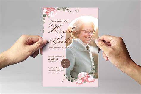 Pink Floral Funeral Program Template Psd Ai Vector Brandpacks Images