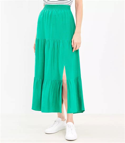 Tiered Slit Maxi Skirt