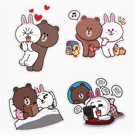 Line Sticker Brown Bear