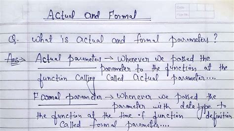 What Are Actual Parameter And Formal Parameter In C Actual And Formal