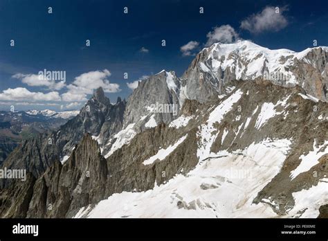 The Mont Blanc Monte Bianco Massif In Aosta Valley Alpes Of Italy