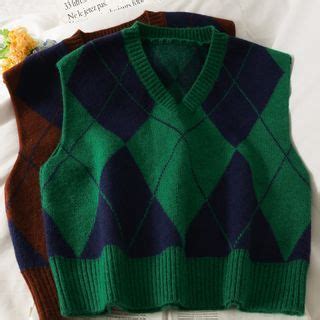 Lemongrass Argyle Knit Vest Yesstyle