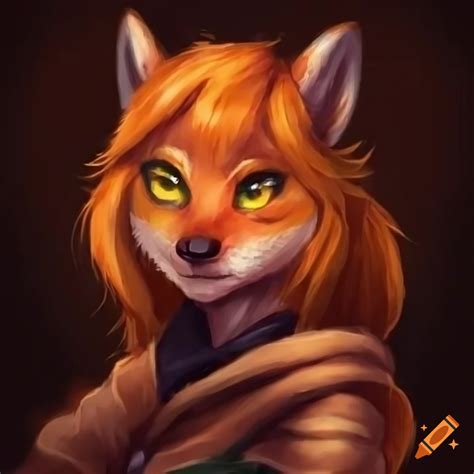 Anthro Ginger Female Fox Pyromancer In Wizard Robes On Craiyon