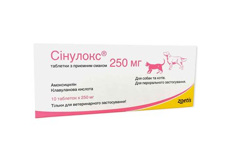 ᐉ Средство антибактериальное для животных Синулокс 250 мг 10 таб. (000039)