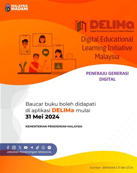 Baucar Buku Boleh Didapati Di Aplikasi DELIMa Mulai 31 Mei 2024