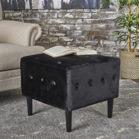 Aleena Tufted New Velvet Ottoman Black, 1 unit - Kroger