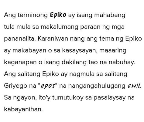 Ano Ang Kahulugan Ng Epiko Brainlyph