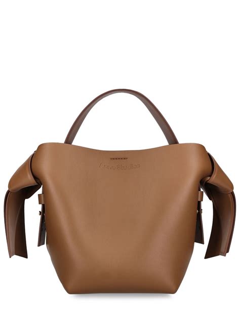 Acne Studios Mini Musubi Leather Top Handle Bag Camel Brown