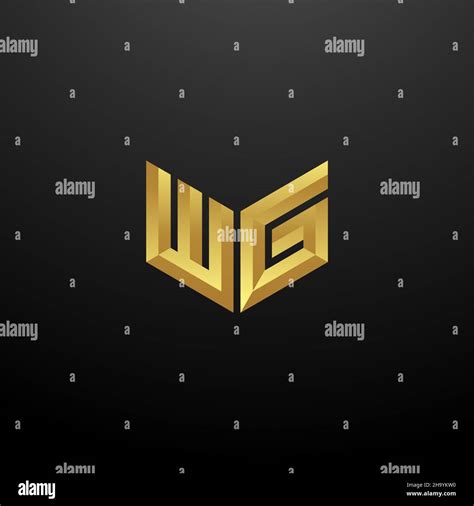 WG Logo Monograma Carta Iniciales Plantilla de diseño con fondo dorado