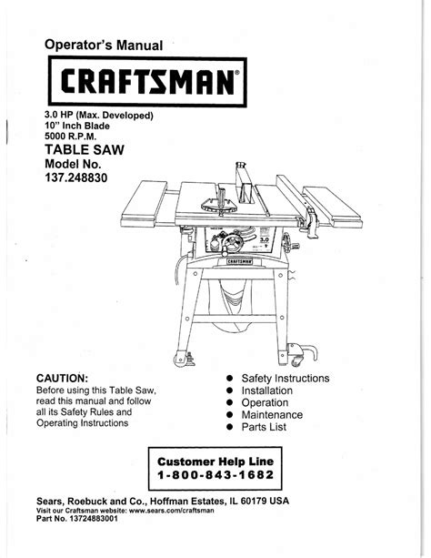 Craftsman 10 Inch Table Saw Parts List | Reviewmotors.co