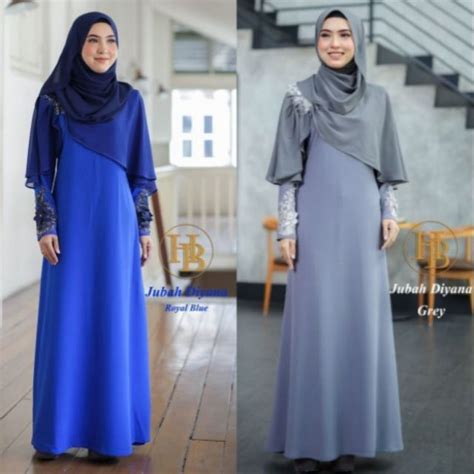 Saiz 36 48 Jubah Diyana Taburan Batu Swaroski And Lace Bunga 3d