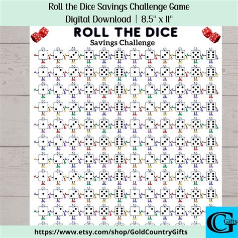 Printable Roll The Dice Savings Challenge Game Money Savings Challenge