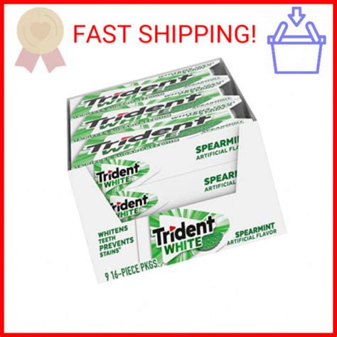 Trident White Spearmint Sugar Free Gum 9 Pack Of 16 Pieces 144 Total