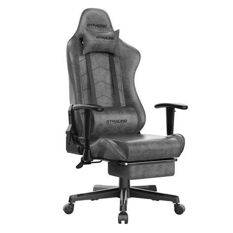 Gtracing Gaming Chair With Footrest Ergonomic Reclining Leather Chair