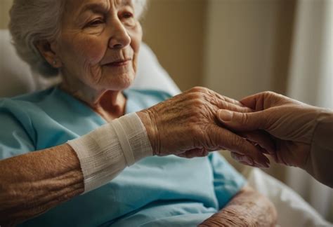 Enfermeira Compassiva Segurando As M Os De Pacientes Idosos Em Um