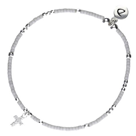 Bracelet Lastique Croix Oxyde Gris Doriane Bijoux