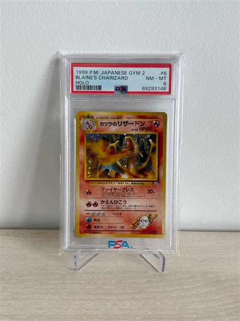 Blaines Charizard Holo 1999 PSA 8 MT Japanese Pokemon Hobbies Toys